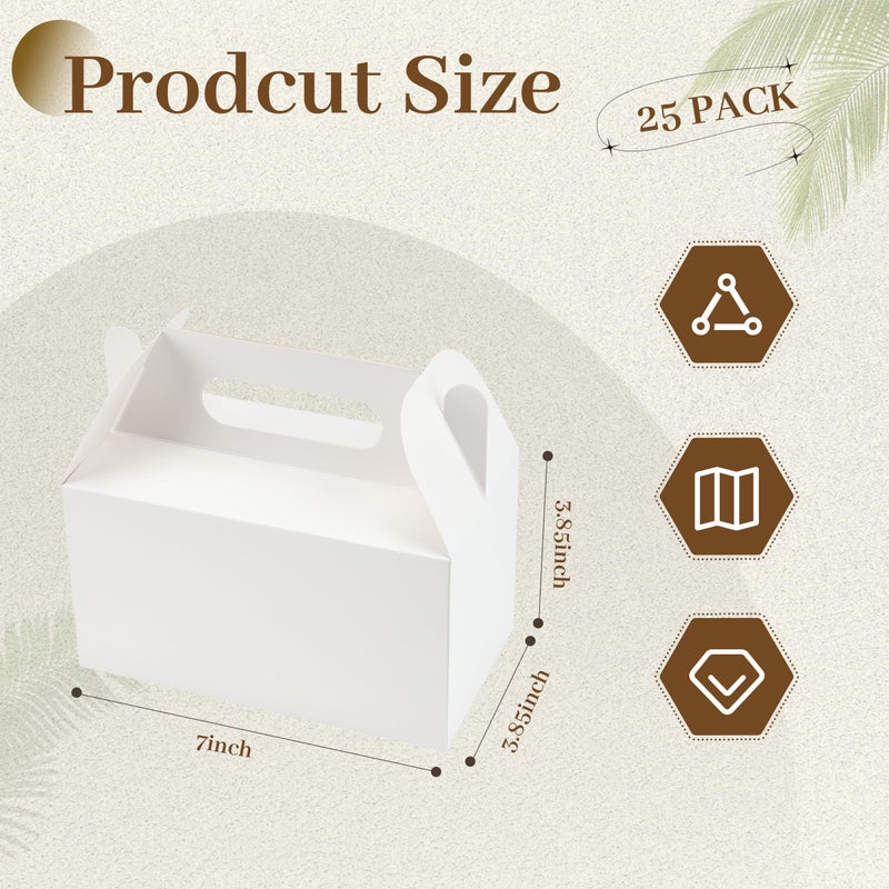 LOKQING 7x3.85x3.85 Inches Party Favor Boxes White Treat Boxes Gable Boxes Paper Gift Boxes for Baby Showers Birthday Party Wedding (25 Pack) - Image 3